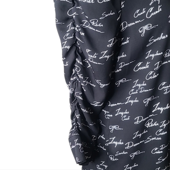 White House Black Market Black and White Script Blouse - Picture 5 of 8